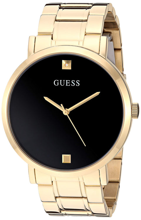 GUESS Men Analog Quartz Watch with Stainless Steel Strap, Gold-Tone/Black, 21.8 (Model: U1315G2) GUESS