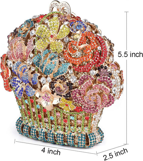 MOSSMON Flower Crystal Evening Clutch Bag Elegant Bride Wedding Party Purse for Women MOSSMON