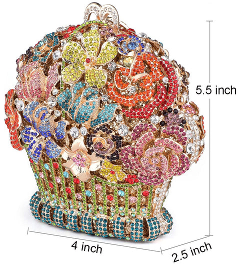 MOSSMON Flower Crystal Evening Clutch Bag Elegant Bride Wedding Party Purse for Women MOSSMON