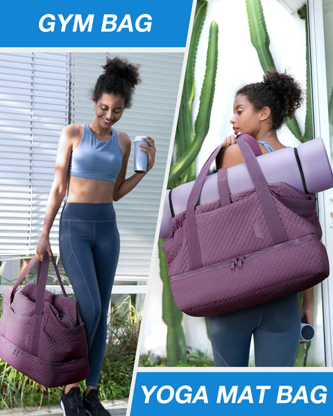 BAGSMART Large Gym Bag with Yoga Mat Buckle, Weekender Overnight Bag for Women, Travel Duffle Bag for Travel Essentials, Carry On Tote Bag Hospital Bag for Labor and Delivery BAGSMART