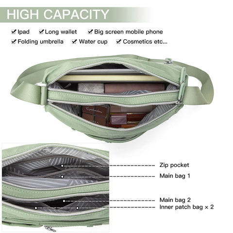 ETidy Crossbody Bag For Women Waterproof Lightweight Casual Shoulder Handbag Purse (Green) ETidy