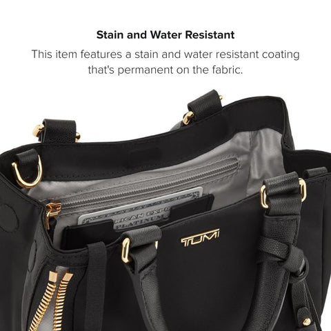 TUMI Voyageur Valetta Micro Tote - Men's & Women's Everyday Tote Bag - Black - With Gold Hardware - 5.3" X 7.5" X 3.0" TUMI
