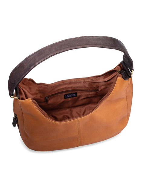 Le Donne Leather Hemlock Hobo Shoulder Bag - Premium Full-Grain Colombian Vaquetta Leather, 13"x8"x4" (Navy) Le Donne