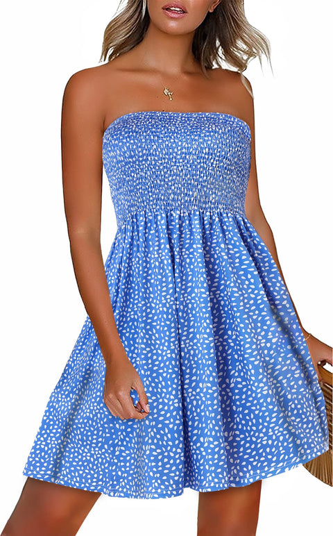 Sundresses for Women Casual Beach Summer Strapless Coverups Tube Tops Off The Shouder Dresses (WineRed,M) CHICGAL