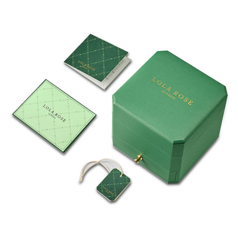 Lola Rose Dainty Women's Wrist Watch: Green Malachite Dial, Wrapped by Stylish Gift Box, Elegant Present for Ladies and Loved Ones Lola Rose