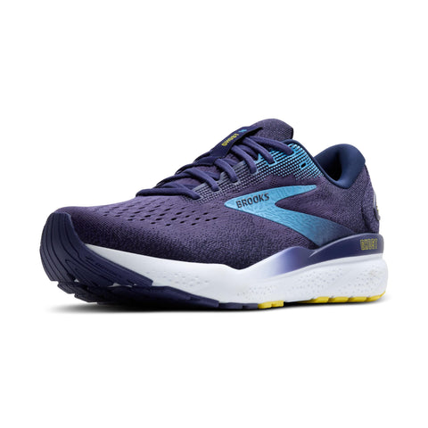 Brooks Men’s Ghost 16 Neutral Running Shoe - Blue/Bonnie Blue/Yellow - 10 Medium