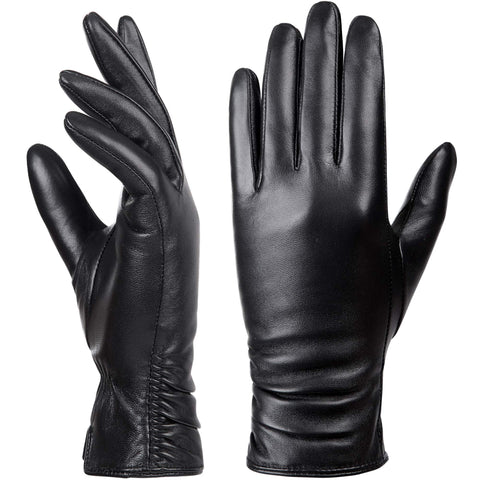 Womens Winter Leather Touchscreen Texting Warm Driving Lambskin Pure Genuine leather Gloves Dsane