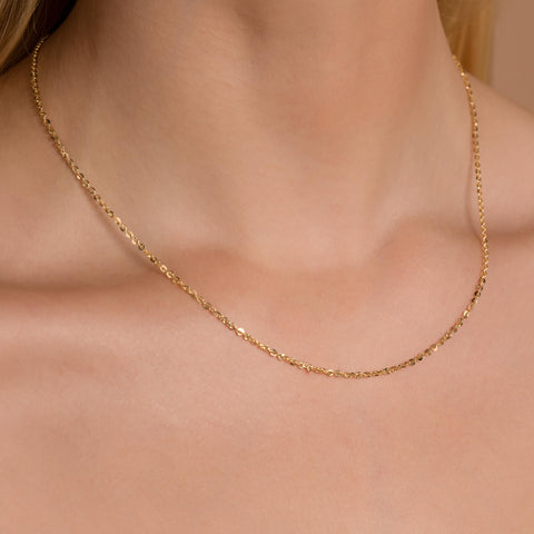 PORI JEWELERS 14K Gold 1.8MM Diamond Cut Anchor/Cable Chain Necklace- Yellow, White Or Rose -14"-24" (Yellow, 20) PORI JEWELERS