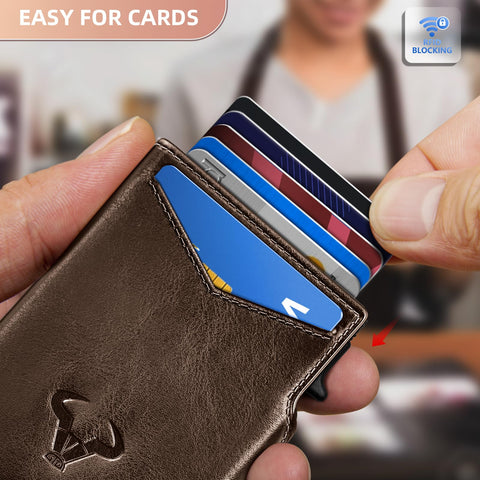 BULLIANT Men Wallet Gift Boxed,Slim Front Pocket Wallet Money Clip Card Holder 3.8"x2.7",Pop-up Access BULLIANT