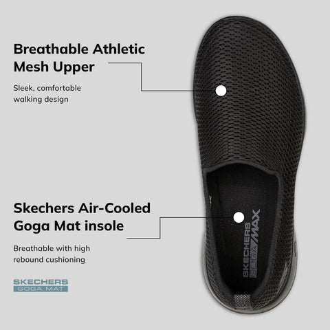 Skechers Women's Go Walk Joy Sneaker-5Gen Cushioning, Air-Cooled GOGA Mat, Breathable Mesh Upper Sneaker, Black, 8.5