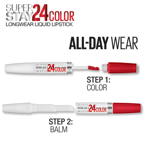 Maybelline Super Stay 24, 2-Step Liquid Lipstick Makeup, Long Lasting Highly Pigmented Color with Moisturizing Balm, Blush On, Pink, 1 Count MAYBELLINE