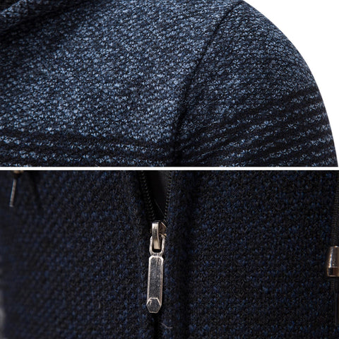 Mylldey Mens Hoodies Knit Sweater, Full Zip Fleece Lined Cardigan Sweaters Casual Regular Fit Knit Hooded Men Sweater Jacket(Blue, L)