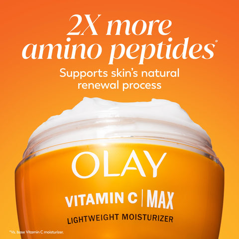 Olay Vitamin C MAX Face Moisturizer, Brightening Cream for Women, Hydrating, Evens Tone, Dark Spot & Hyperpigmentation Reduction, Glowing Skin Care - Niaciniamide, Peptides 1.7 Oz