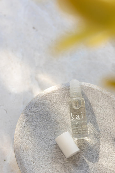 kai perfume oil - gardenia wrapped in white exotic flowers. eau de perfume roll-on oil, 1/8 oz., vegan, cruelty free, made in the usa
