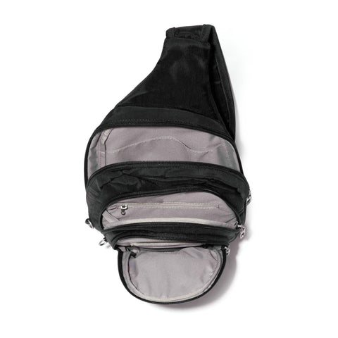 Baggallini Securtex® Anti-Theft Triple Zip Sling - Travel Backpack Sling Bag Crossbody - RFID Wallet Locking Zipper Baggallini