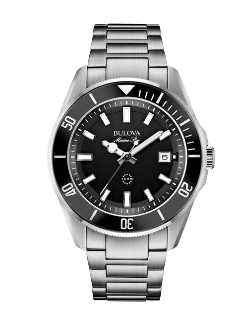 Bulova Men's Marine Star 'Series B' Stainless Steel 3-Hand Calendar Quartz Watch, Black Dial Style: 98B203 Bulova