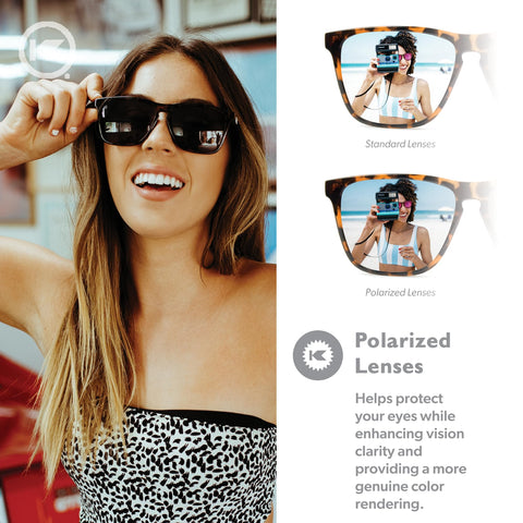 Knockaround Fast Lanes Polarized Sunglasses for Men & Women - Impact Resistant Lenses & Full UV400 Protection, Glossy Tortoise Shell Frames/Brown Lenses