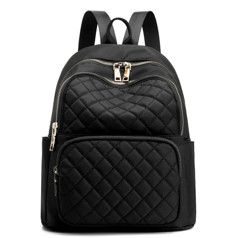 Gazigo Backpack for Women, Nylon Travel Backpack Purse Black Shoulder Bag Small Casual Daypack for Womens(Black Quilted) Gazigo