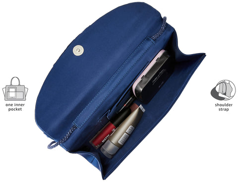 Jessica McClintock womens Angel Satin Tuxedo Flap Evening Clutch, Navy, One Size Jessica McClintock