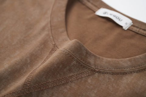 KLIEGOU Men's T-Shirts - Elasticity Cotton Crew Neck Tees 2166 Khaki XL