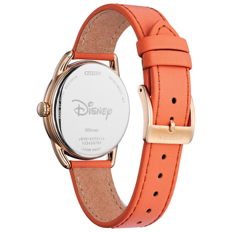 Citizen Eco-Drive Ladies' Disney Minnie Mouse Gardening Watch, Gold Tone with Coral Strap, Floral, 3-Hand Date, 36mm (Model: FE6087-04W) Citizen
