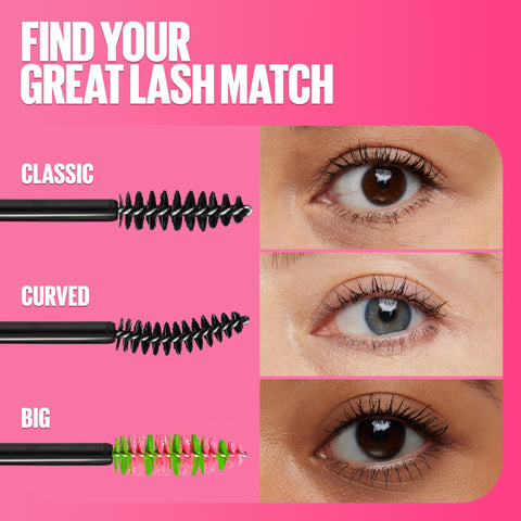Maybelline Great Lash BIG Washable Mascara, Volumizing, Thickening, Lengthening Mascara, Brownish Black, 2 Count