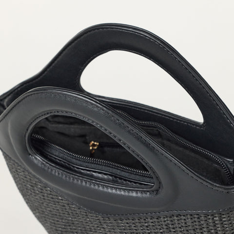 The Drop Women's Xiomara Mini Tote Black Straw, One Size