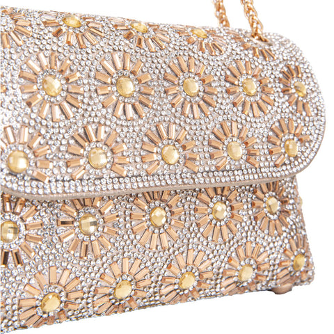 BBTT.ful Shoulder Bags Crossbody Bag Purses Handbags Crystals Rhinestone Evening Bag for Women Clutch Purse with Chain (champagne) BBTT.ful