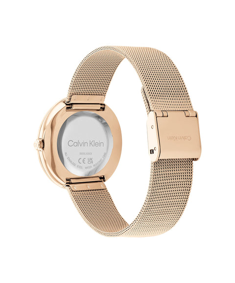 Calvin Klein Women's Quartz Ionic Plated Carnation Gold and Mesh Bracelet Watch, Color: Carnation (Model: 25200013) Calvin Klein