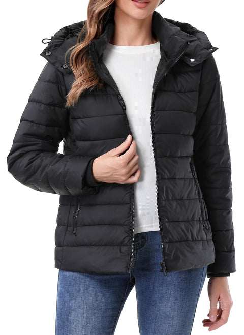 TDYPCI Women's Winter Coat Lightweight Waterproof Puffer Jacket - Quilted Short Down Coat for Women, Ultra Warm Winter Jacket with Hood