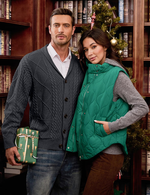 JMIERR Cardigan Sweaters for Men Fall Casual Long Sleeve Shawl Collar Button-Down Wool Blend Cable Christmas Knit Essentials Sweater with Pockets,L,Dark Grey