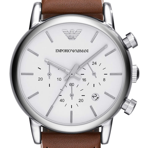 Emporio Armani Men's AR1846 Dress Brown Leather Watch Emporio Armani