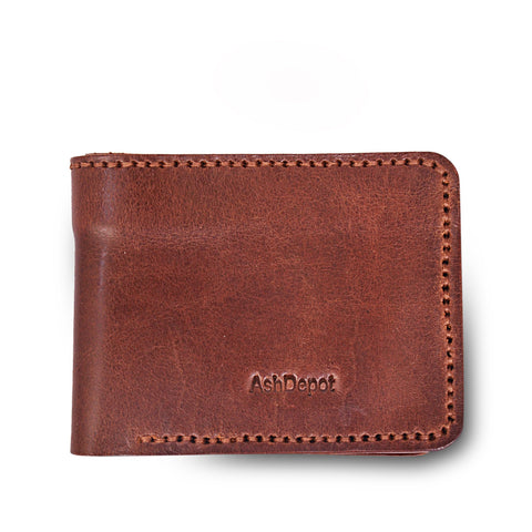 AshDepot Men's Genuine Leather Wallet - Bifold Wallet For Men, Original Leather Men Wallet - RFID Blocking Mens Wallet, 6 Card Holder Slots & 2 Cash Pockets, Brown AshDepot