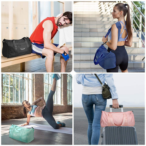 BALEINE Gym Bag for Women and Men, Small Duffel Bag for Sports, Gyms and Weekend Getaway, Waterproof Dufflebag with Shoe and Wet Clothes Compartments, Lightweight Carryon Gymbag (Green) BALEINE