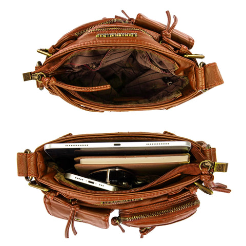 Montana West Multi Pocket Crossbody Purse for Women Shoulder Bag Ultra Soft Washed Vegan Leather Travel Bag,MWC-046CM Montana West