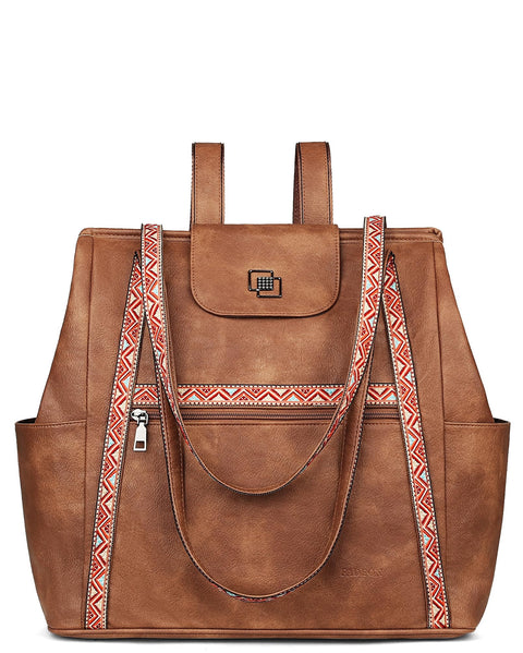 FADEON Large Laptop Tote Bag for Women Designer Leather Laptop Bag Fashion Travel Backpack Purse Shoulder Handbag Brown FADEON