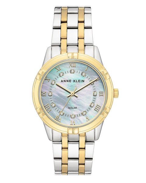Anne Klein Women's Solar Powered Premium Crystal Accented Bracelet Watch Anne Klein