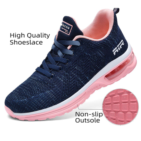 Lamincoa Women's Running Shoes Fashion Air Cushion Sneakers Lightweight Anti Slip Sports Shoes for Indoor Outdooor Jogging Blue-Pink 8 Lamincoa
