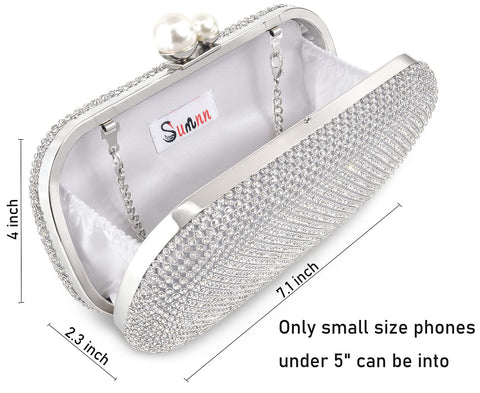 Sumnn Crystal Evening Clutch Woman Evening Bag For Party and wedding (Silver) Sumnn