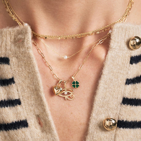 Gelin 14k Solid Gold Clover Charm Pendant for Women