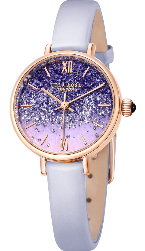 Lola Rose Women's Purple Wrist Watches: Amethyst Dial, Genuine Leather Strap, Black Onyx Crown, Sparkle Watch for Women Lola Rose