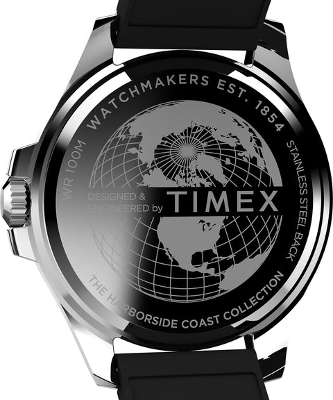 Timex Men's Deep Water 43mm Watch - Black Strap Green Dial Silver-Tone Case Timex