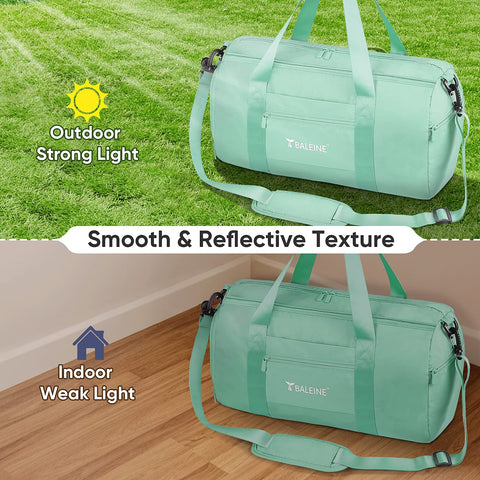 BALEINE Gym Bag for Women and Men, Small Duffel Bag for Sports, Gyms and Weekend Getaway, Waterproof Dufflebag with Shoe and Wet Clothes Compartments, Lightweight Carryon Gymbag (Green) BALEINE