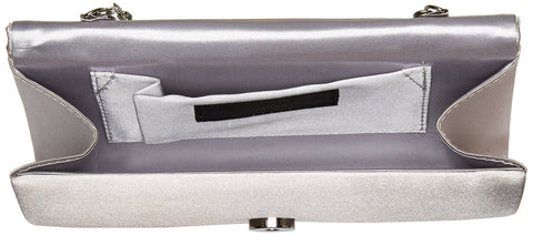 Jessica McClintock Chloe Satin Pleated Rhinestone Clutch, Silver Jessica McClintock