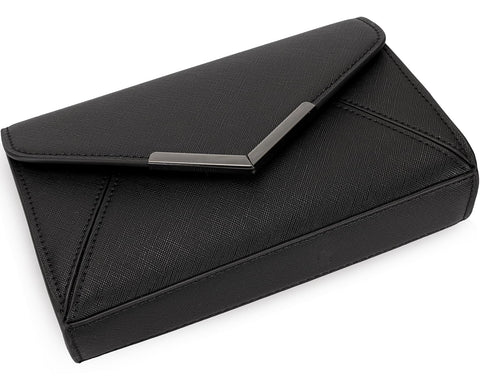 DEXMAY Women Envelope Clutch Faux Saffiano Leather Evening Handbag Foldover Clutch Bag Formal Dressy Purse Black DEXMAY DM