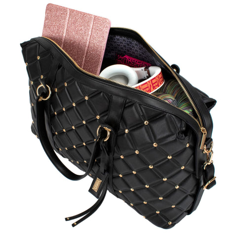 Badgley Mischka Modern 20" L x 8" W x 13" H Quilted Vegan Leather Travel Tote Weekender Bag Badgley Mischka