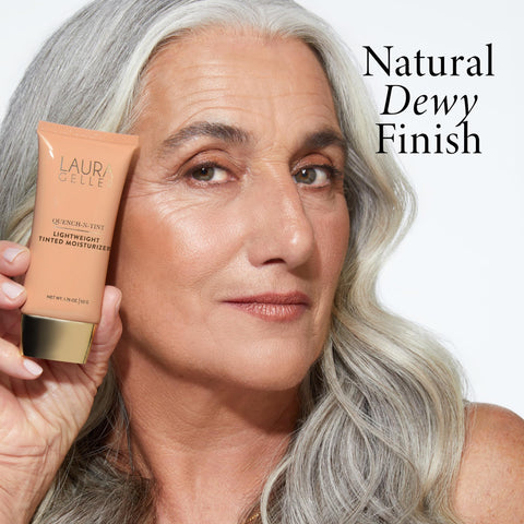 LAURA GELLER NEW YORK Quench-n-Tint Hydrating Foundation - Medium - Sheer to Light Buildable Coverage - Natural Glow Finish - Lightweight Formula with Hyaluronic Acid