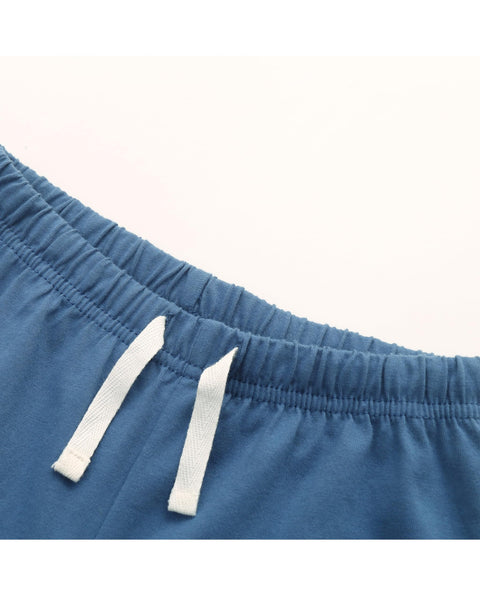 GFQLONG 4 Pack Toddler Boys and Girls Cotton Pants Lightweight Trousers, Kids Summer Casual Solid Sweatpants with Drawstring, Black+Blue+Grey+Navy, 7-8 Years
