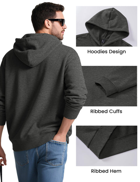 MAGCOMSEN Men's Fashion Hoodies Sweatshirts Fleece Lined Hoody Pullover Winter Thermal Hooded Sweatshirt Cotton Warm Hoodie Dark Grey 2XL