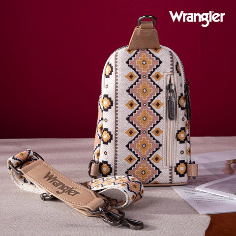 Wrangler Aztec Crossbody Sling Bags for Women Cross Body Purse with Detachable Strap WG2205-210TN Wrangler